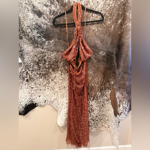 12th Tribe Sequin Bronze Backless Dress - Picture 7 of 10